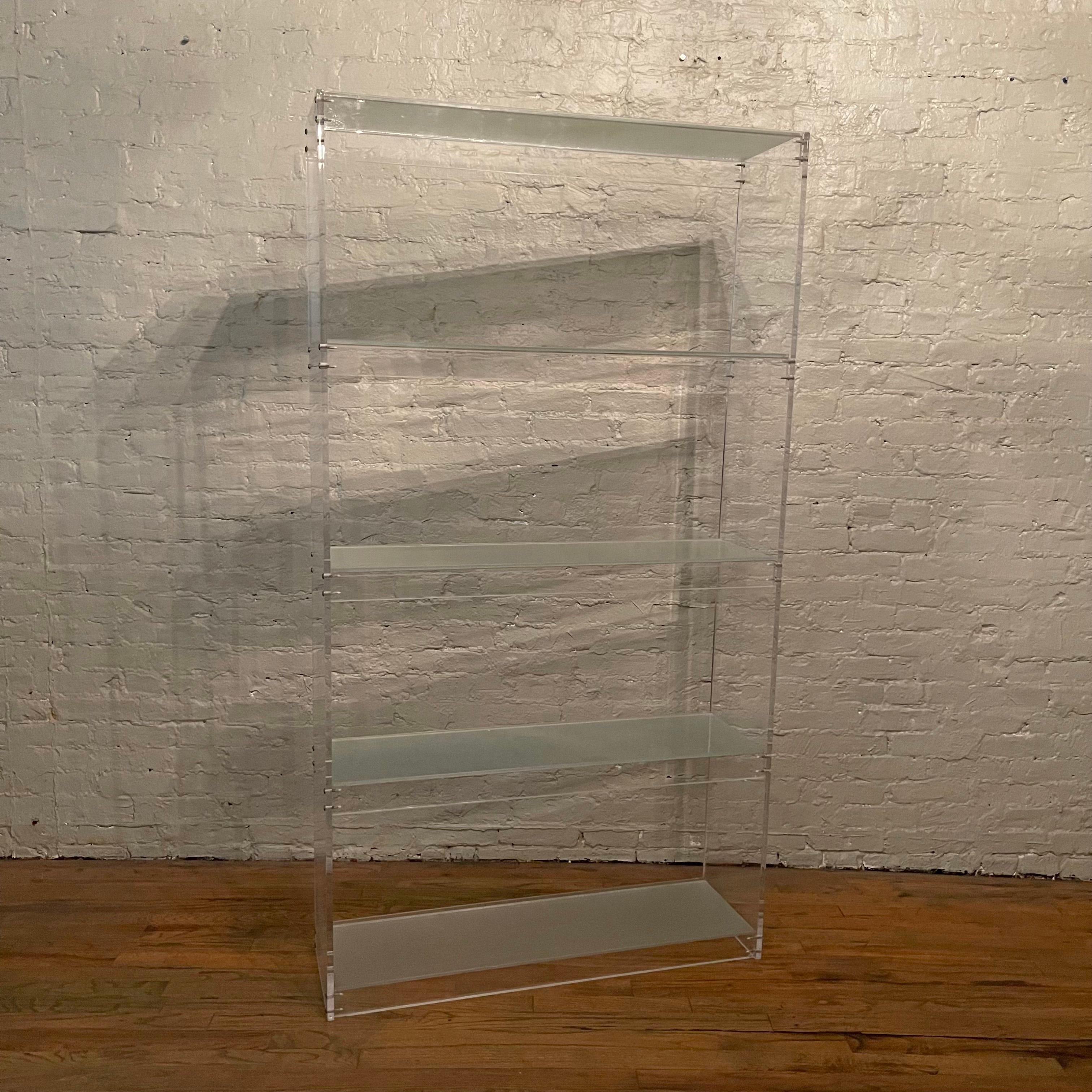 Clear Lucite And Glass Etagere Open Shelf Unit Divider 1