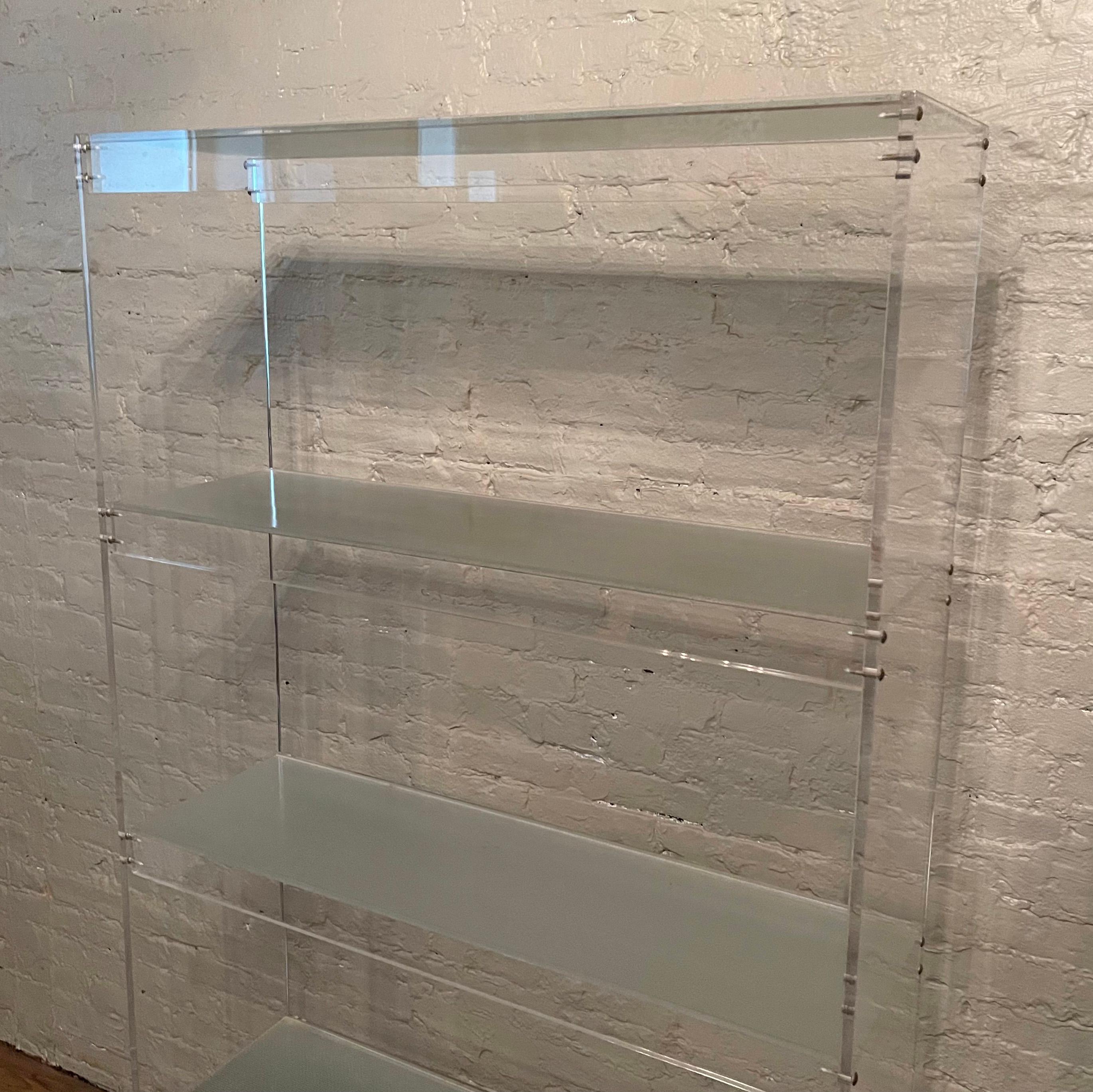 Clear Lucite And Glass Etagere Open Shelf Unit Divider 2