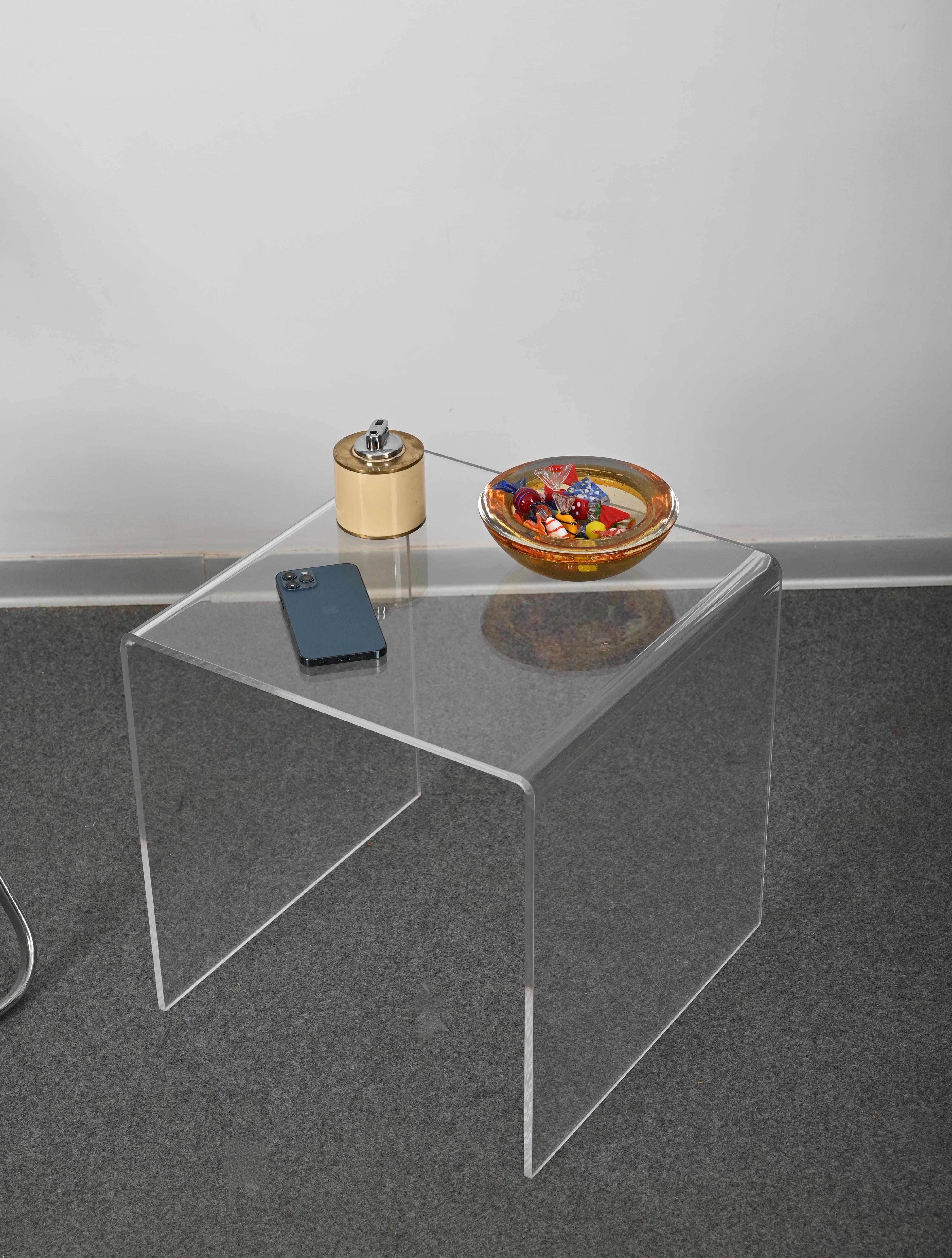 Clear Lucite Cube Side Coffee Table, Italy 1980s For Sale 3