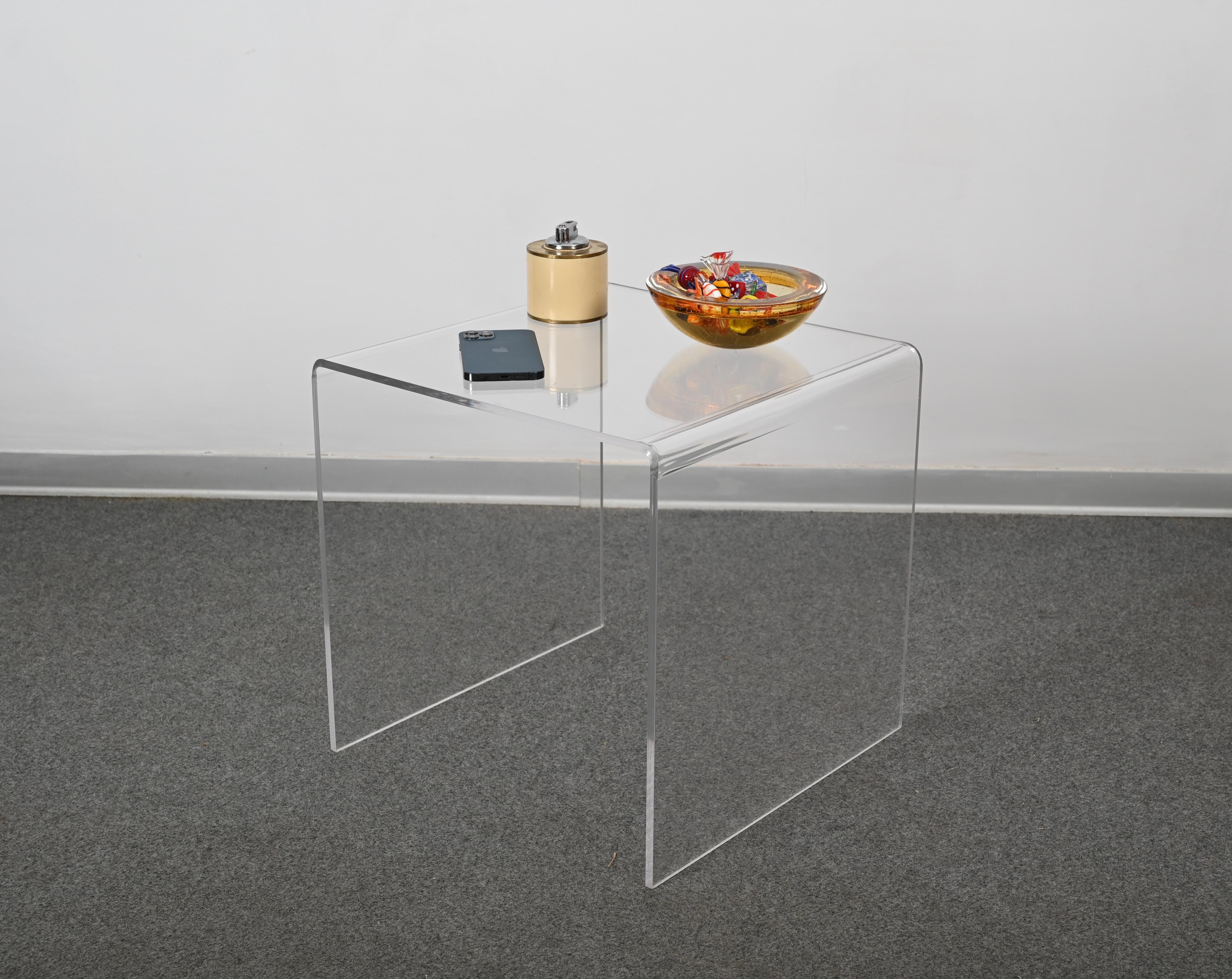 Clear Lucite Cube Side Coffee Table, Italy 1980s For Sale 4