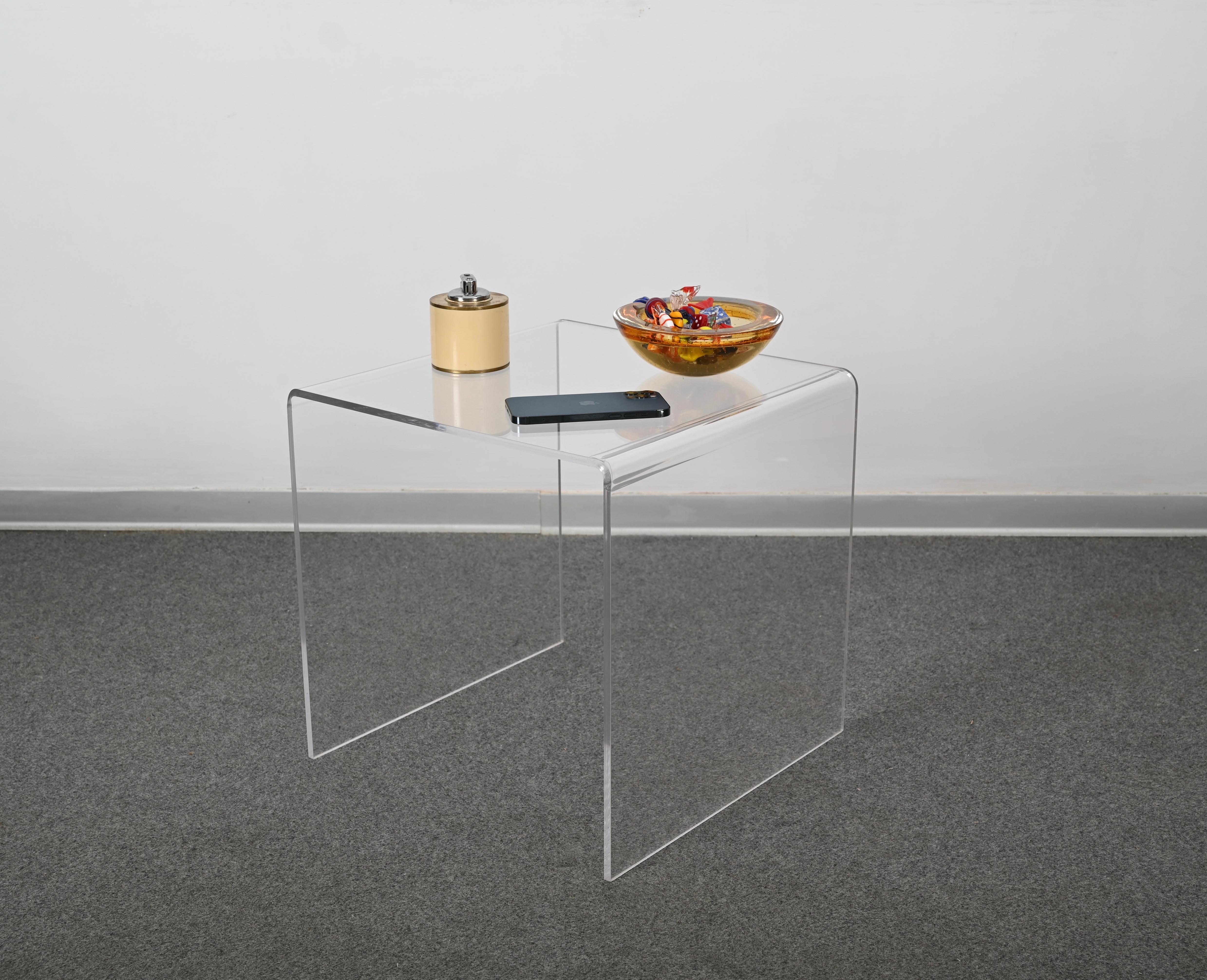 Clear Lucite Cube Side Coffee Table, Italy 1980s For Sale 5
