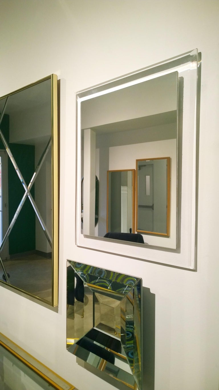 Clear Lucite Framed Wall Mirror For Sale at 1stdibs