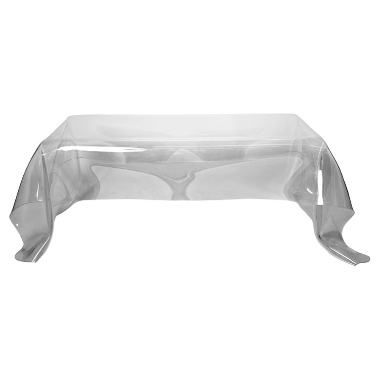Clear Lucite Rectangular "Napkin" Coffee Table, Italy 1980s For Sale at  1stDibs