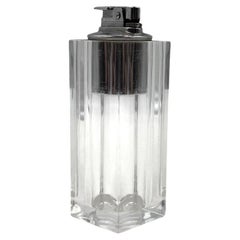 Encendedor de mesa de Lucite transparente, Italia Años 70