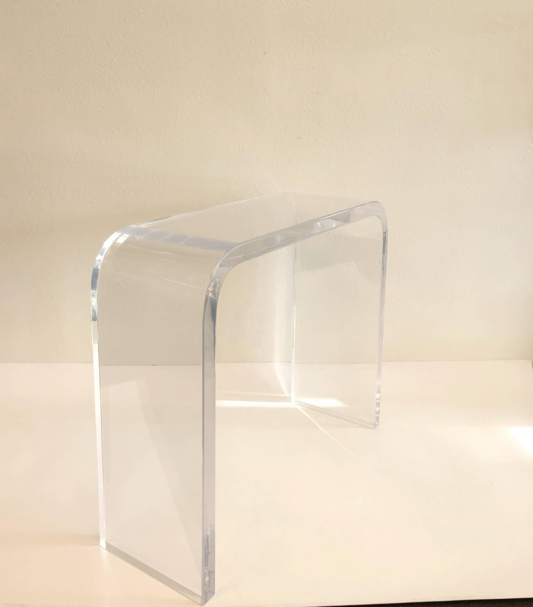Modern Clear Lucite Waterfall Console Table by Charles Hollis Jones