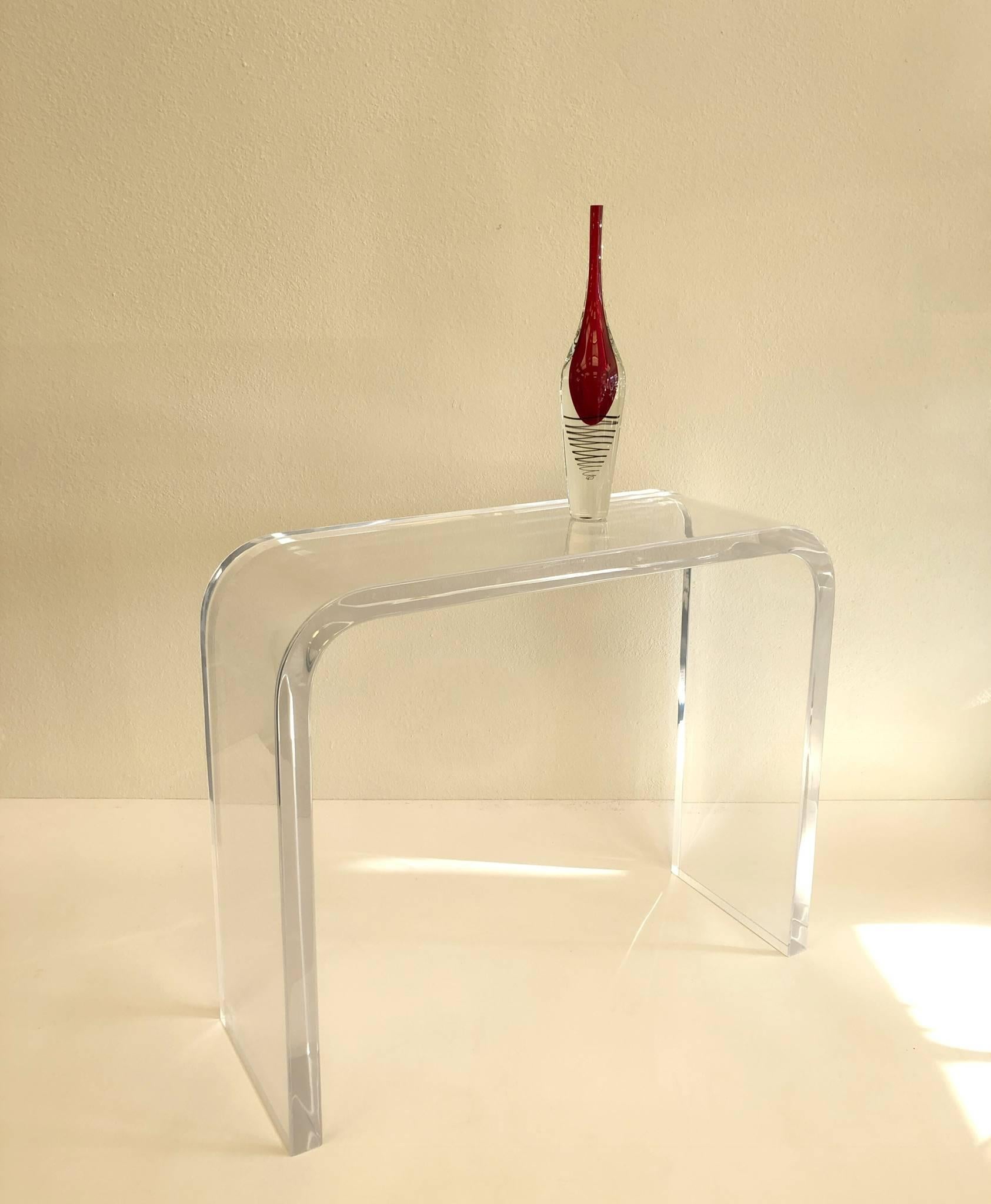 American Clear Lucite Waterfall Console Table by Charles Hollis Jones