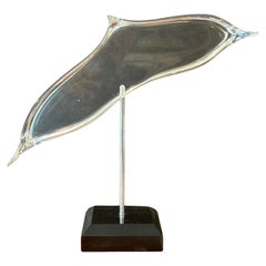 Retro Clear Lucite Whale Sculpture 