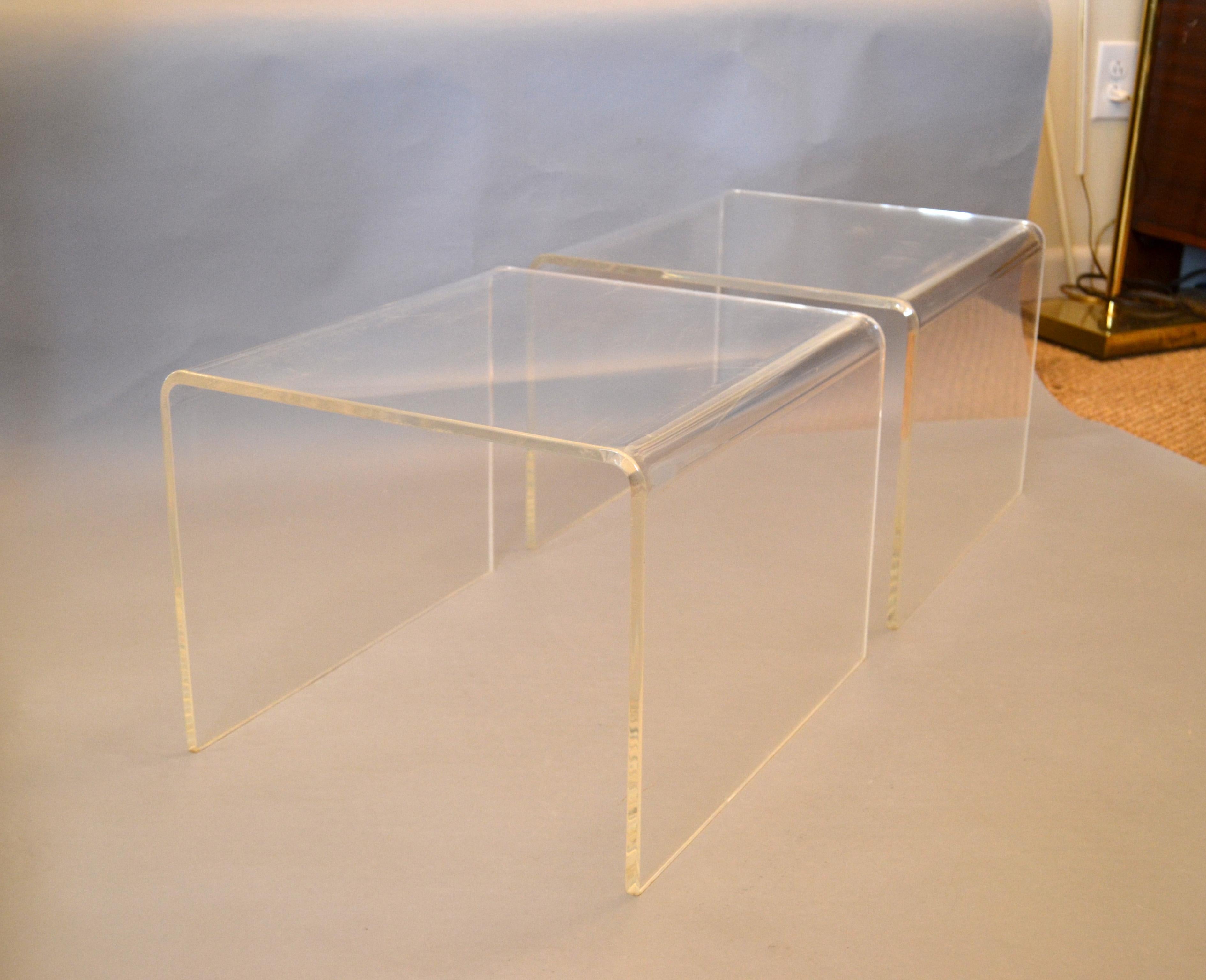 Clear Mid-Century Modern Lucite End Tables, Sofa Tables, Side Tables, Pair 4
