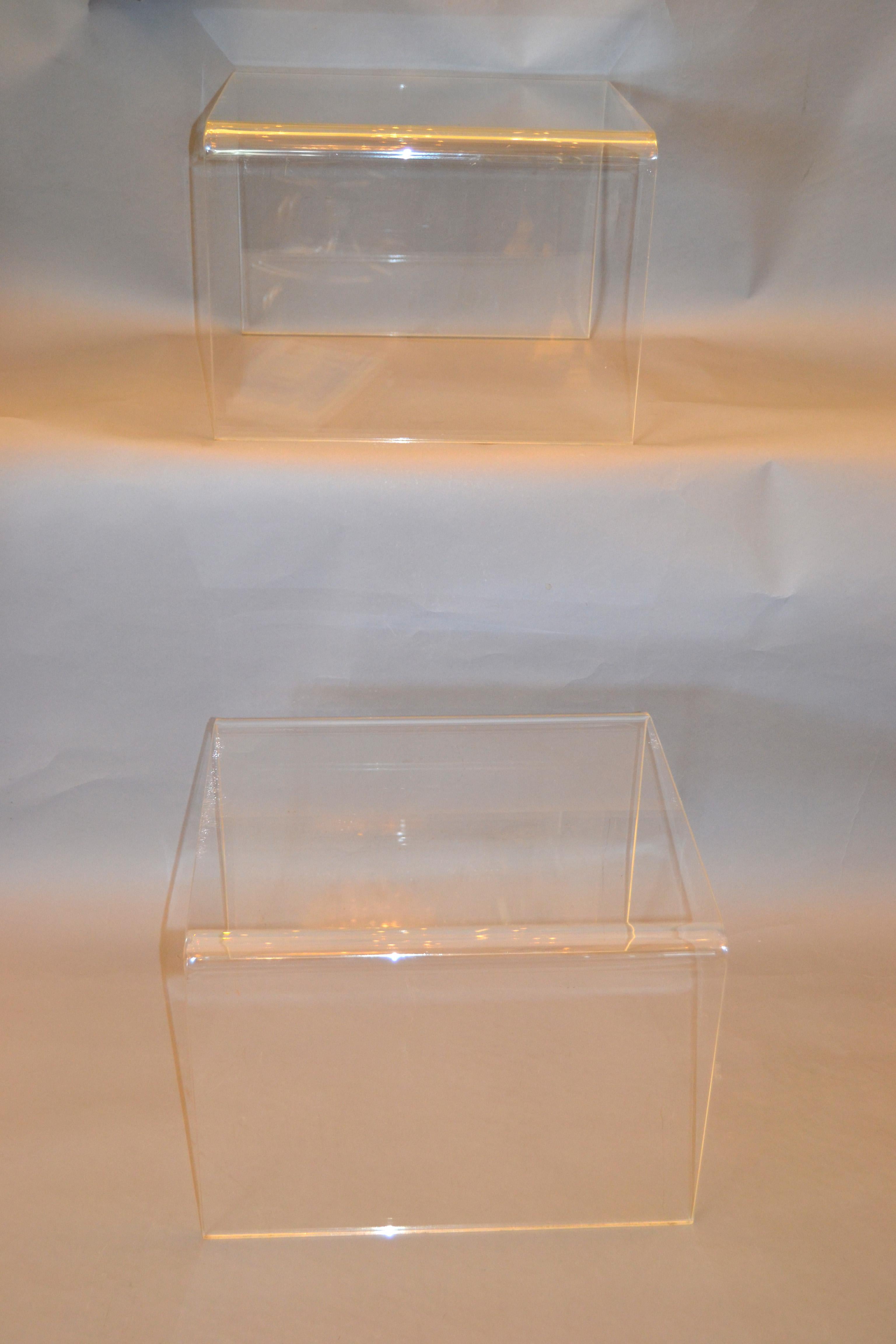 Clear Mid-Century Modern Lucite End Tables, Sofa Tables, Side Tables, Pair 3