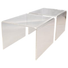 Clear Mid-Century Modern Lucite End Tables, Sofa Tables, Side Tables, Pair