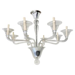 Clear Midcentury Murano Chandelier