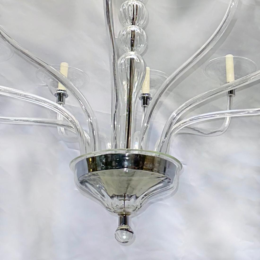 Italiano Lampadario trasparente in vetro di Murano del Medioevo in vendita