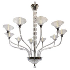 Clear Midcentury Murano Glass Chandelier