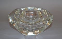 Clear Multi-Faceted Murano Glass Ashtray Bowl Attributed to Flavio Poli Italy
