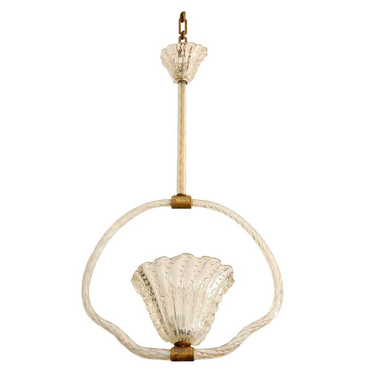 Clear Murano Bubble Glass Hanging Light by Barovier & Toso