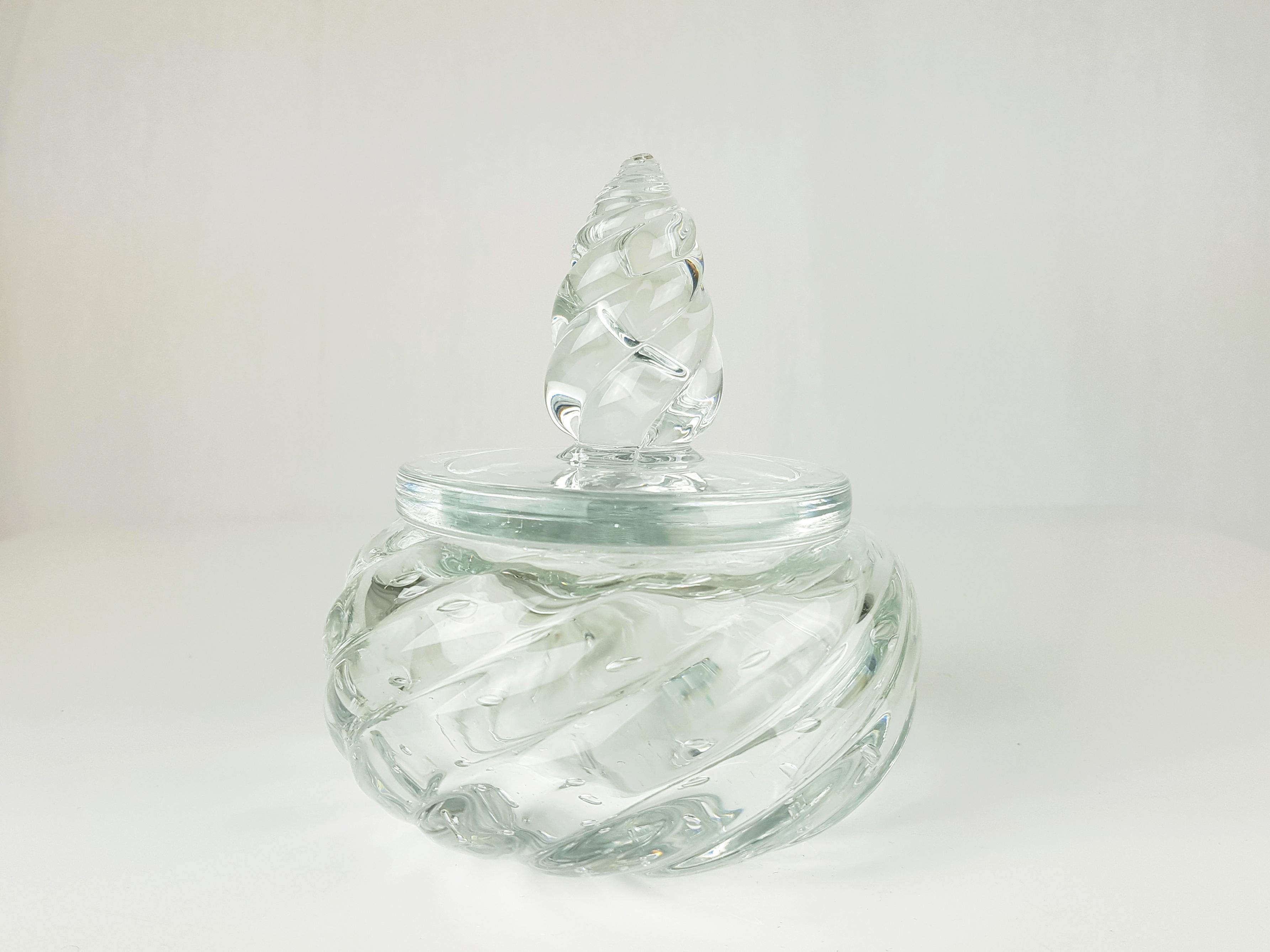 Mid-Century Modern Clear Murano Glass 1950s Box Attributed to Seguso For Sale