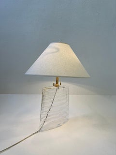 Clear Murano Glass and Brass Table Lamp by John Hutton for Donghia