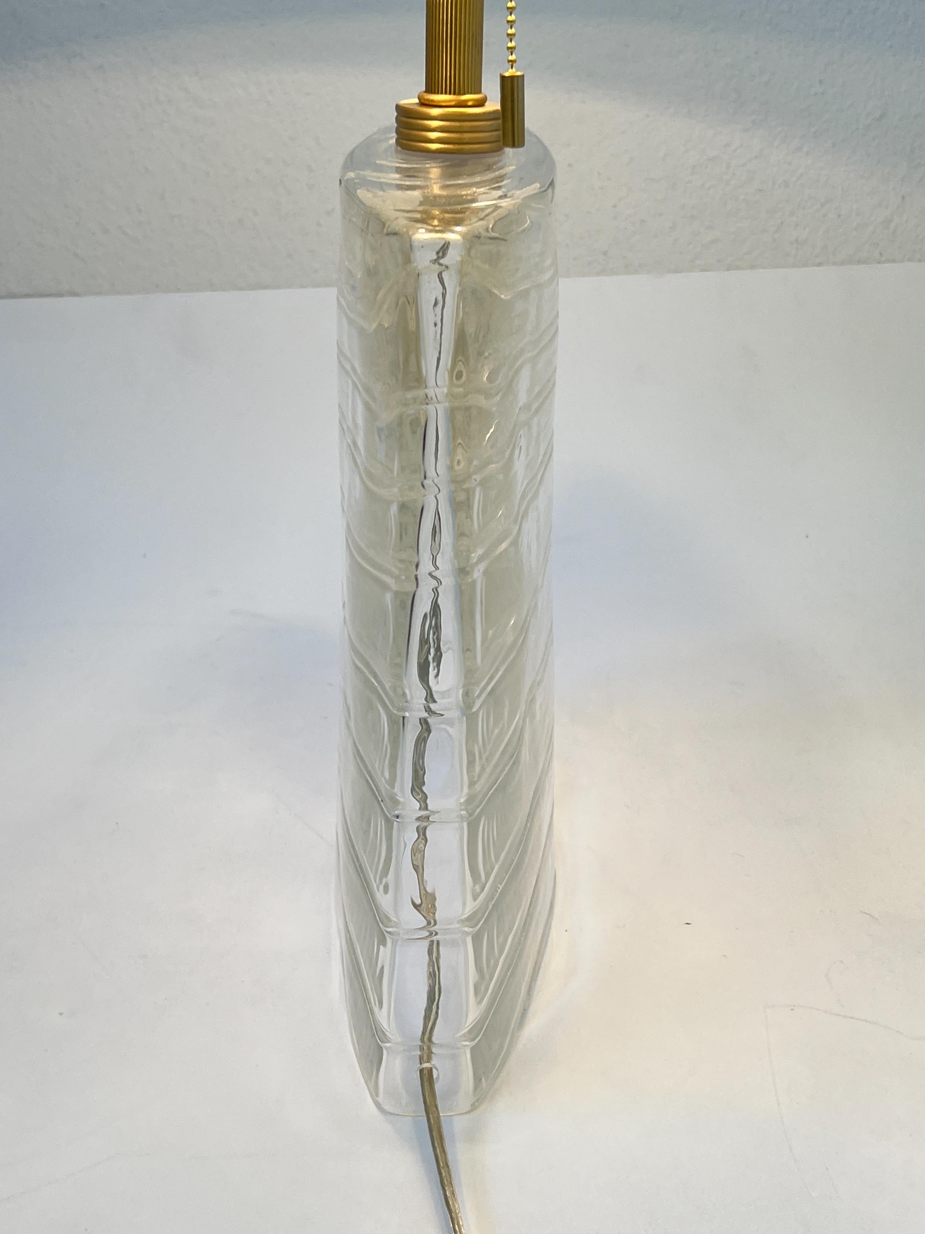 Clear Murano Glass and Brass Table Lamp by John Hutton for Donghia In Good Condition In Palm Springs, CA