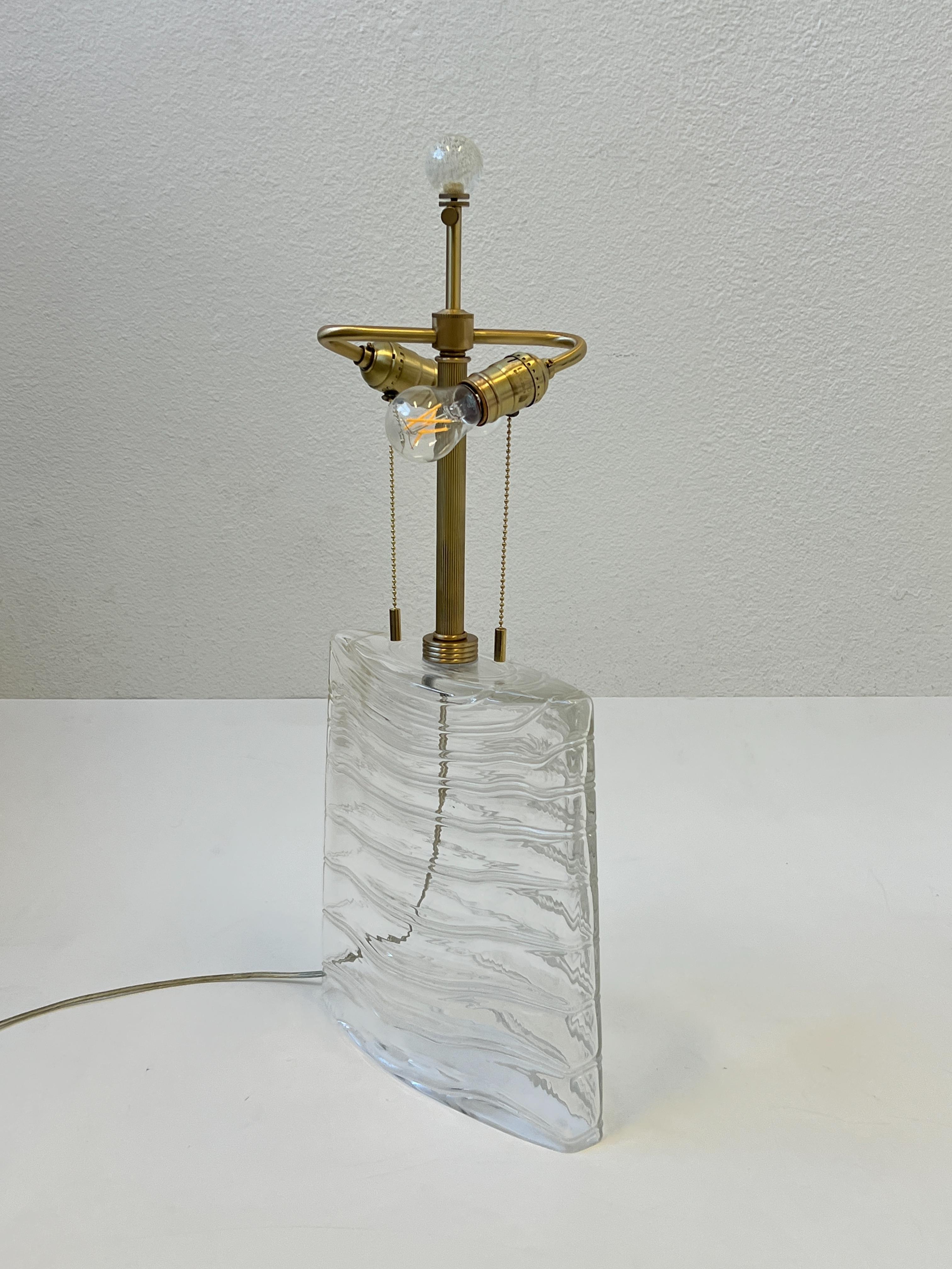 Clear Murano Glass and Brass Table Lamp by John Hutton for Donghia 1