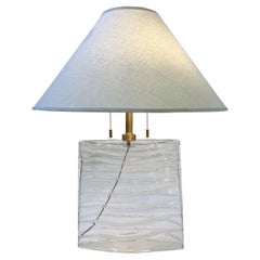 Clear Murano Glass and Brass Table Lamp by John Hutton for Donghia