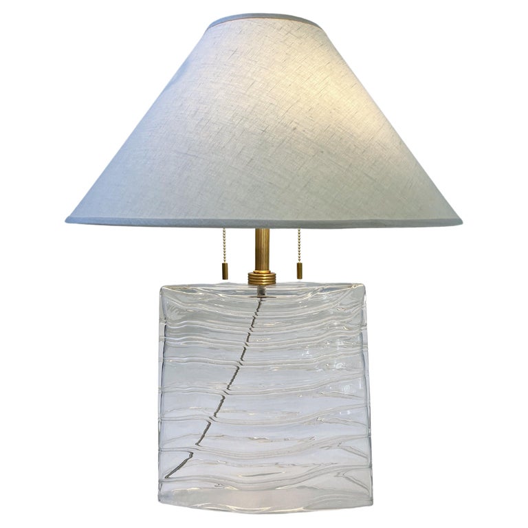 Clear Murano Glass and Brass Table Lamp by John Hutton for Donghia For Sale
