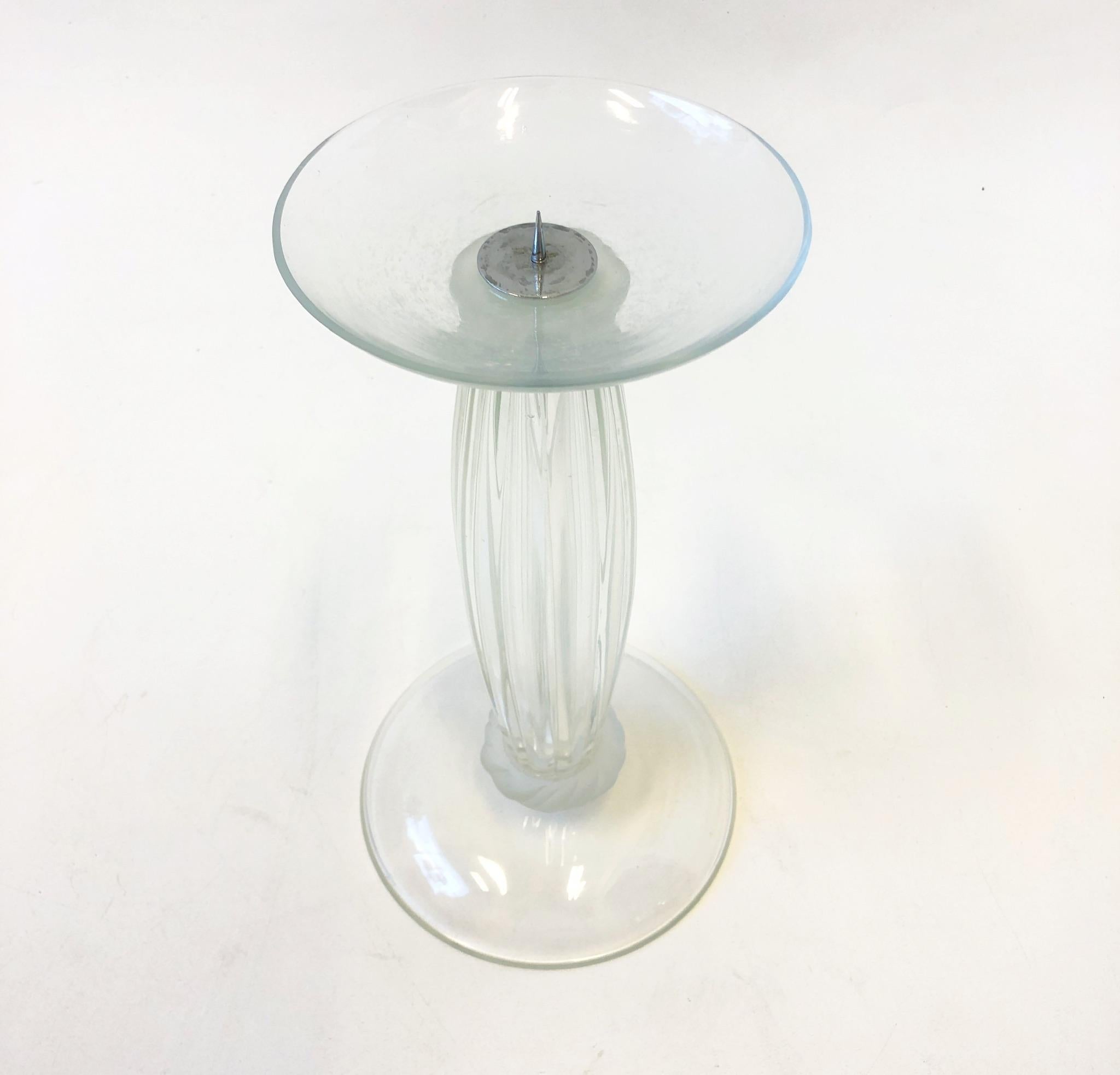 Modern Clear Murano Glass Candleholder by Karl Springer For Sale