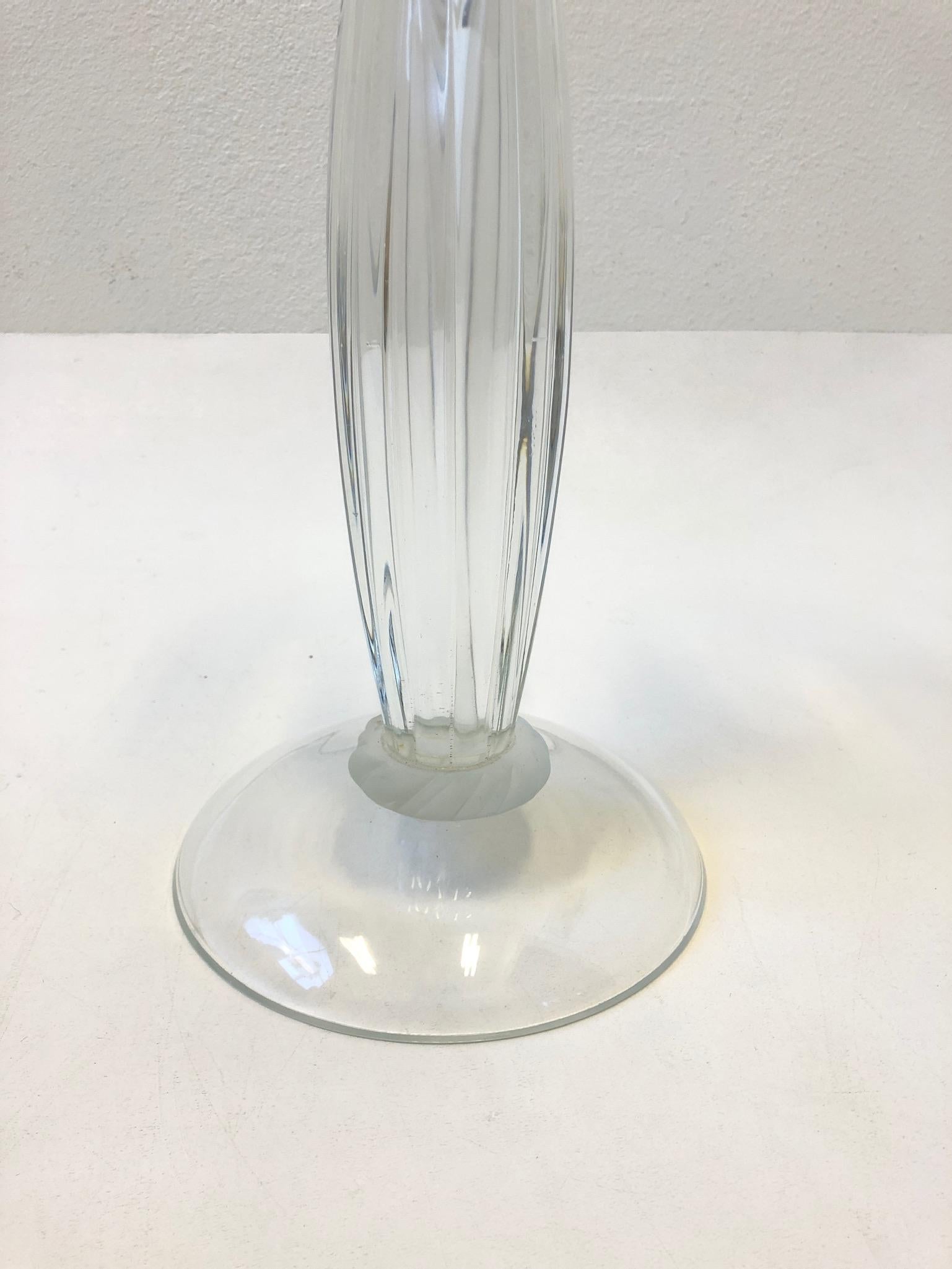 Clear Murano Glass Candleholder by Karl Springer In Excellent Condition For Sale In Palm Springs, CA