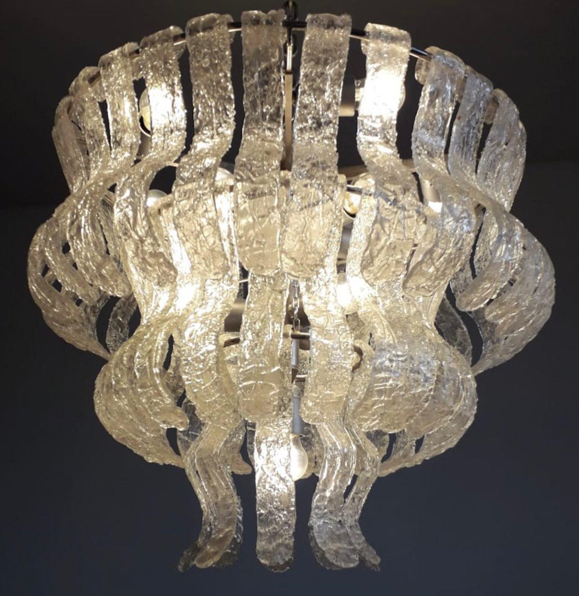 Italian Clear Murano Glass Chandelier by La Murrina. Italy, 1960's.