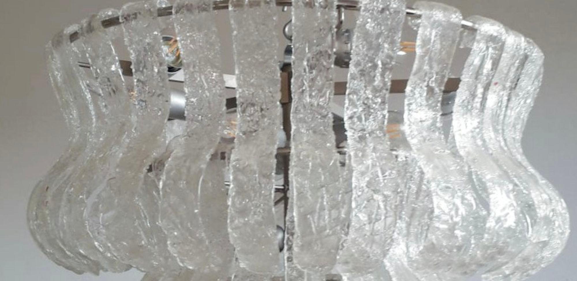 Clear Murano Glass Chandelier by La Murrina. Italy, 1960's. In Good Condition In Los Angeles, CA