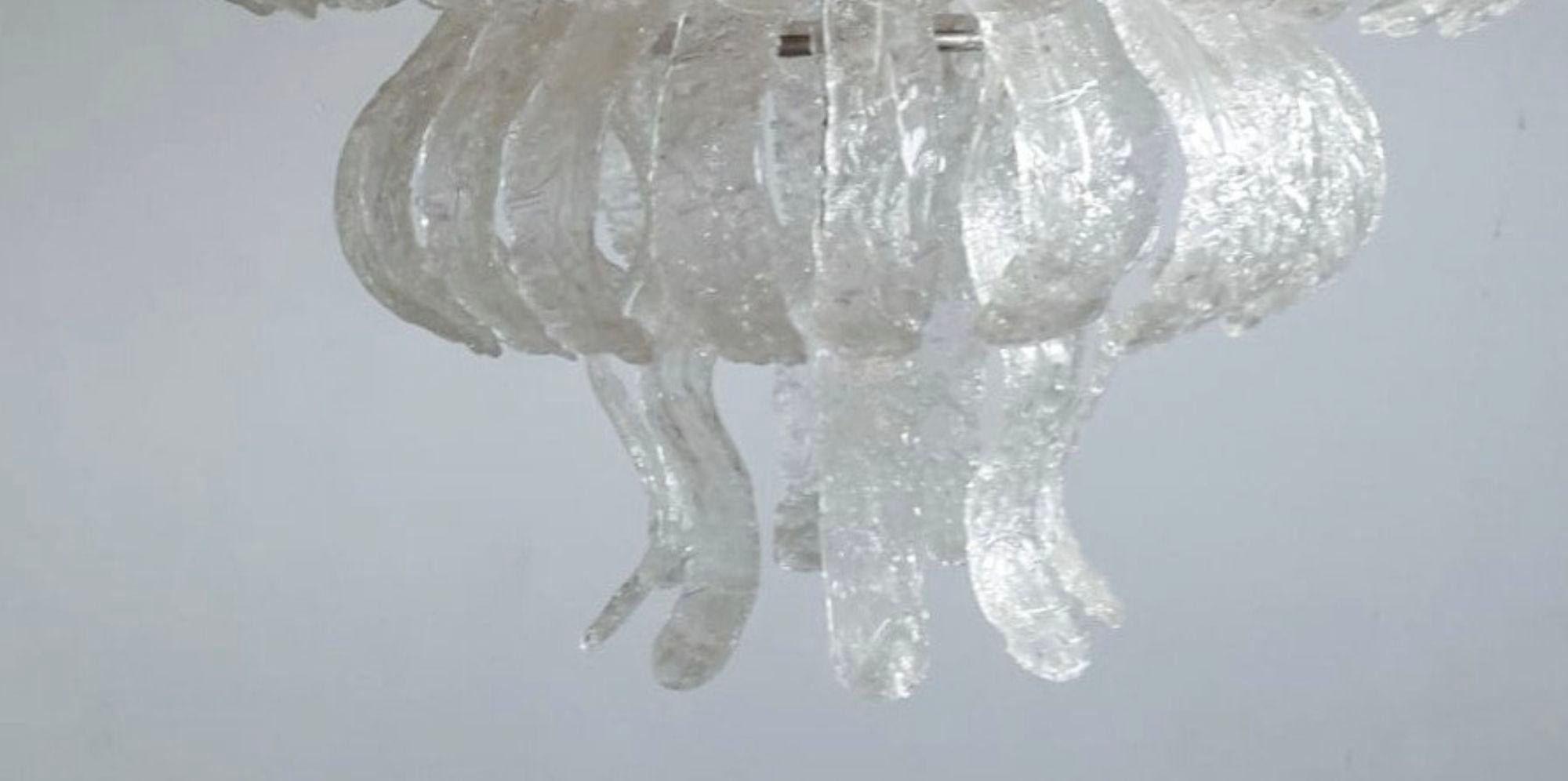 Mid-20th Century Clear Murano Glass Chandelier by La Murrina. Italy, 1960's.