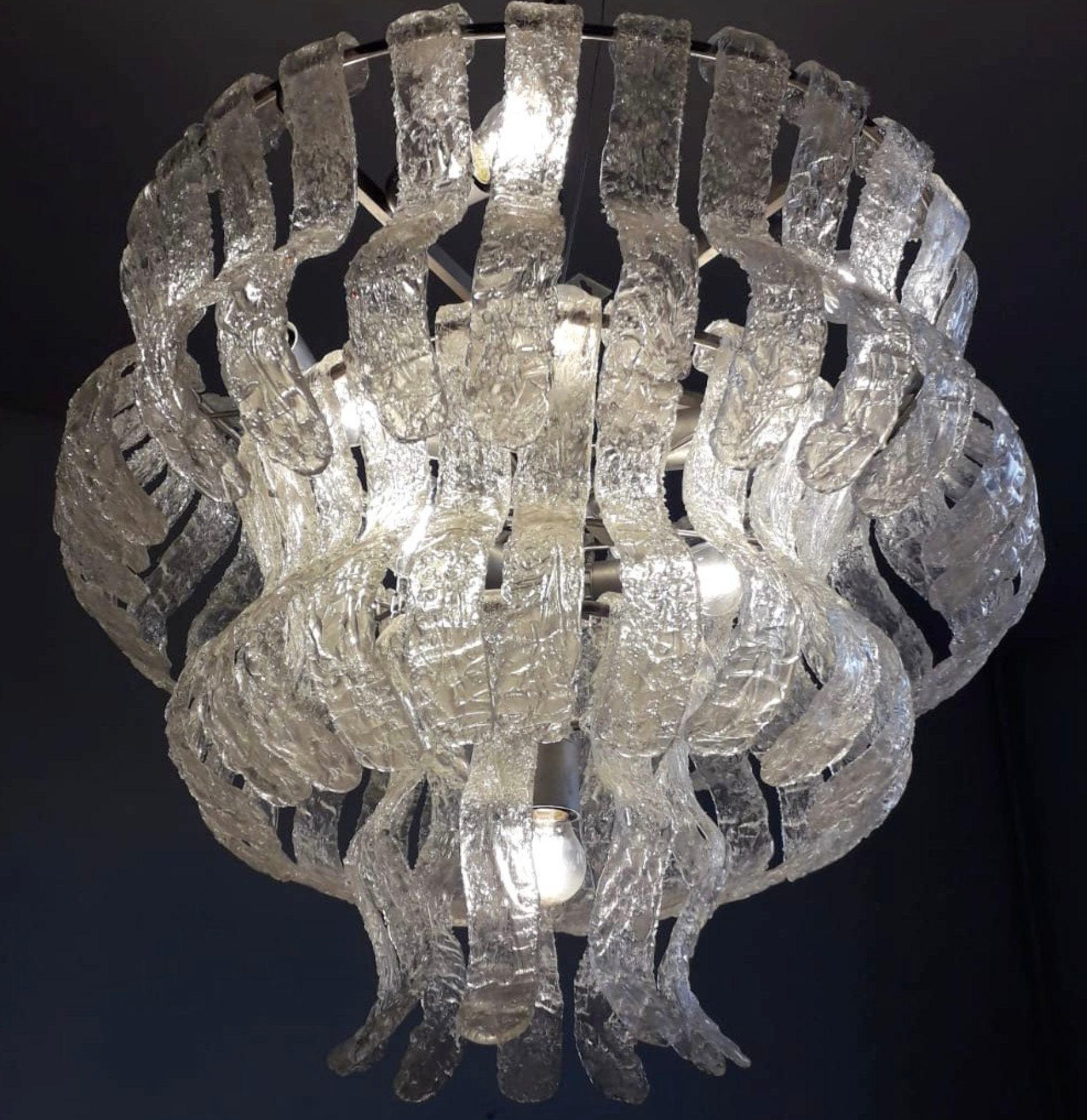 Clear Murano Glass Chandelier by La Murrina. Italy, 1960's. 1