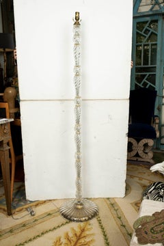 Clear Murano Glass Floor Lamp Infused with Gold