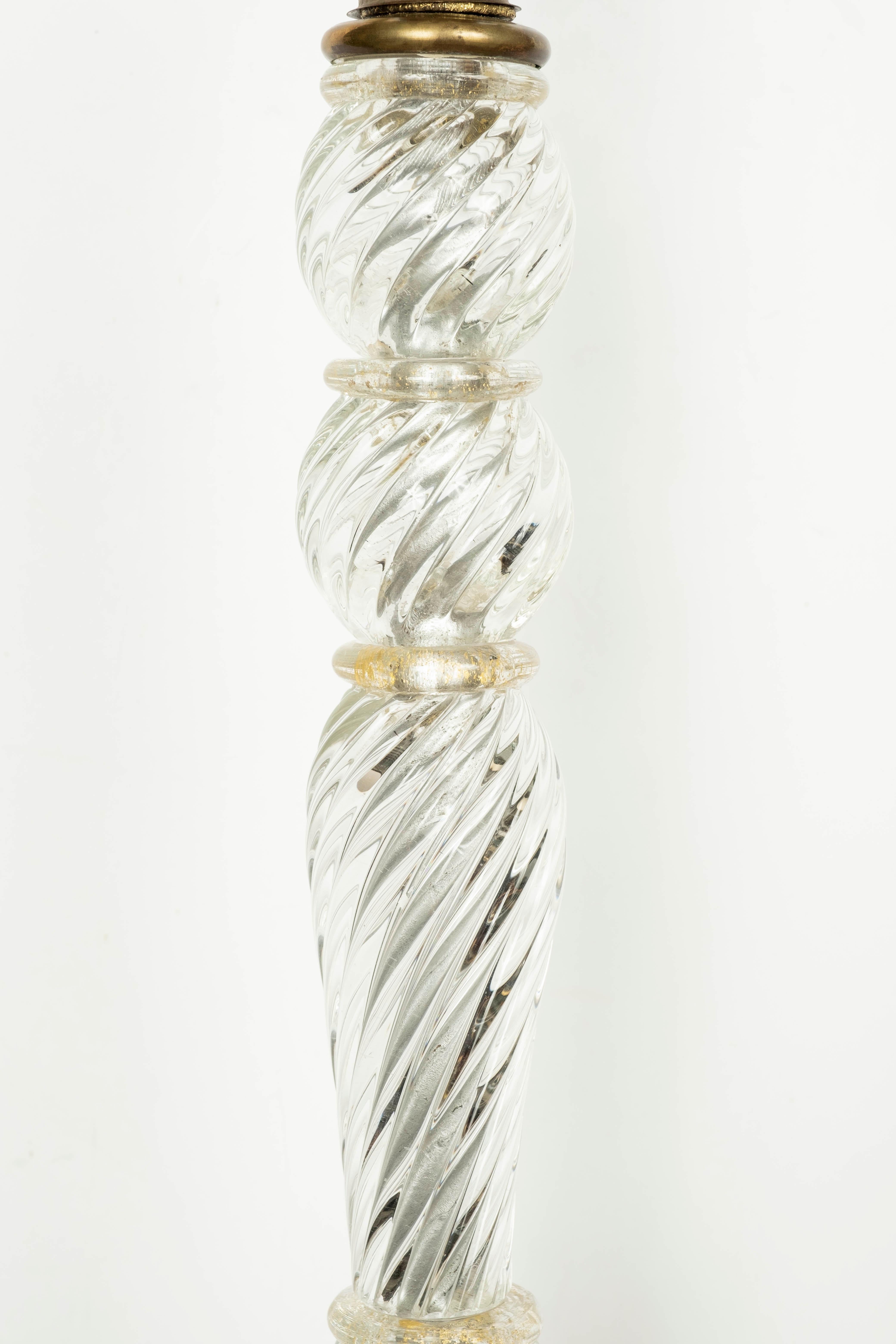 Lampada da terra in vetro di Murano trasparente infuso d'oro In condizioni buone in vendita a Houston, TX