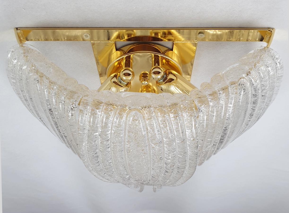 Late 20th Century Clear Murano Glass Mid Century Sconces by Mazzega - a pair