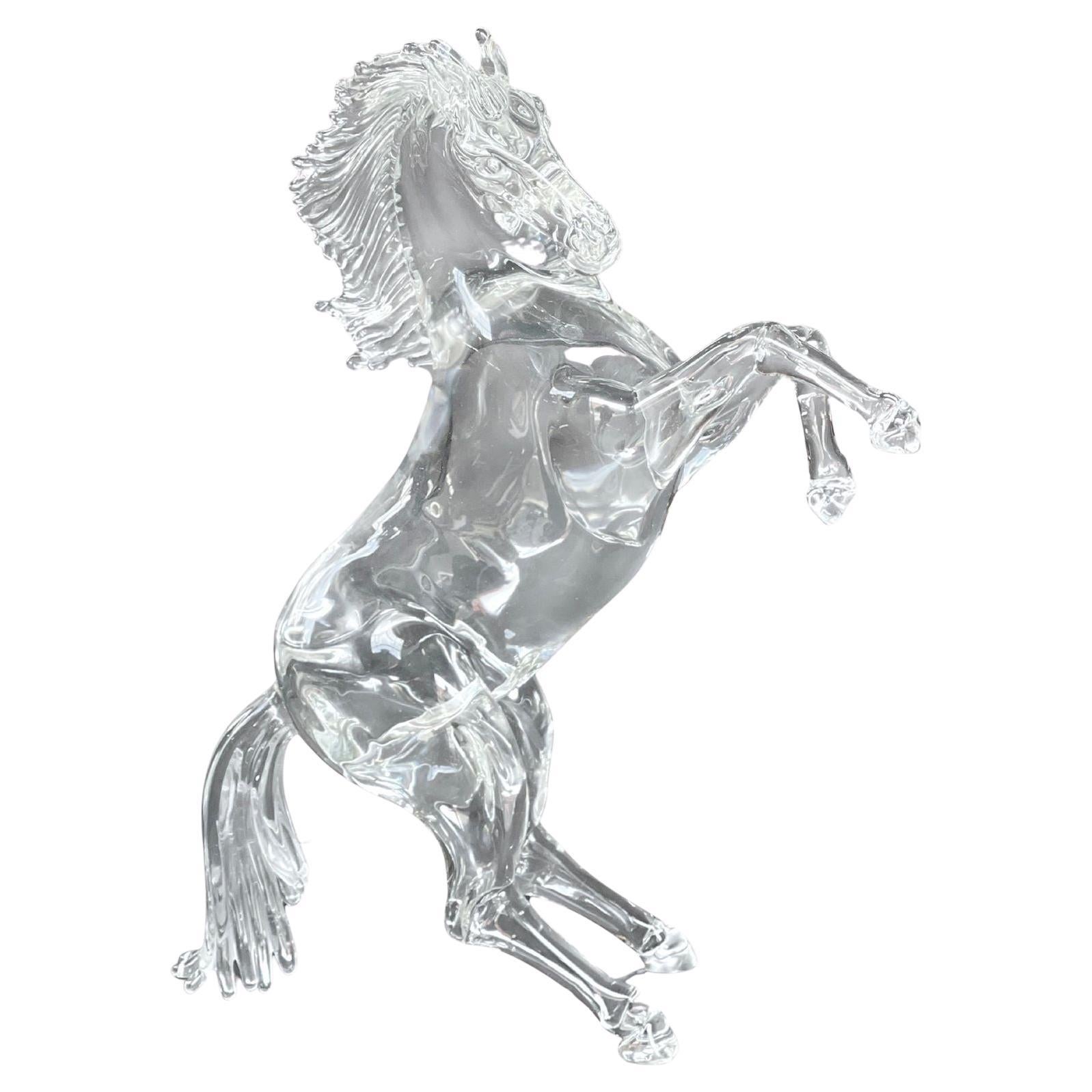 Clear Murano Glass Horse Sculpture by Arnaldo Zanella For Sale