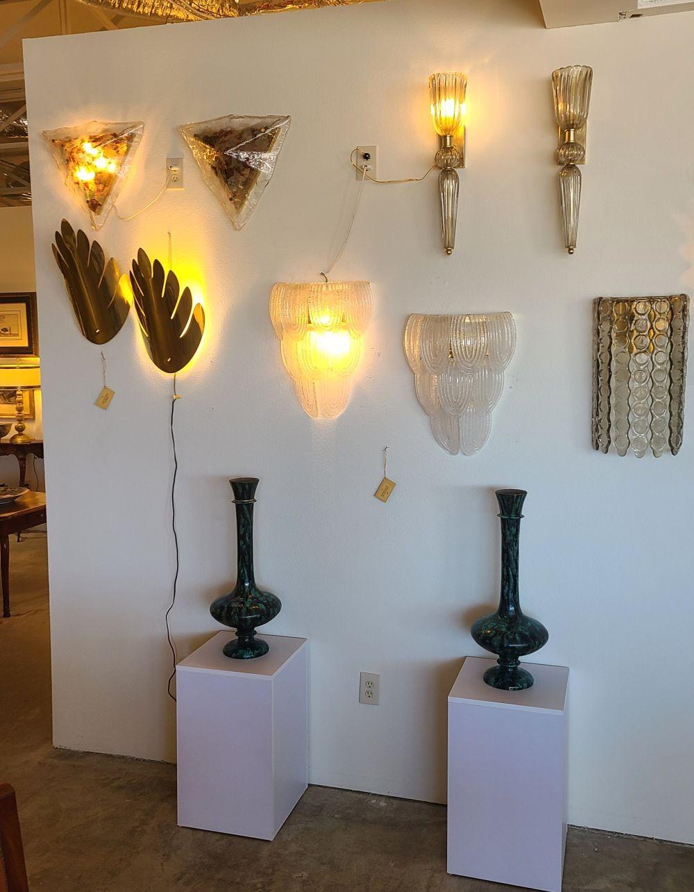Clear Murano Glass Large Sconces - a pair In Excellent Condition For Sale In Dallas, TX