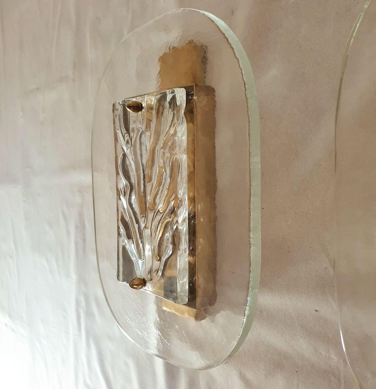 Mid-Century moderno Applique moderne di metà secolo in vetro di Murano trasparente in vendita