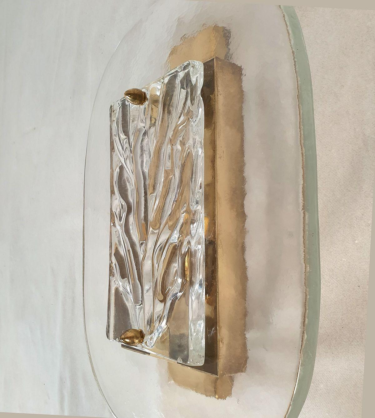 Fine XX secolo Applique moderne di metà secolo in vetro di Murano trasparente in vendita