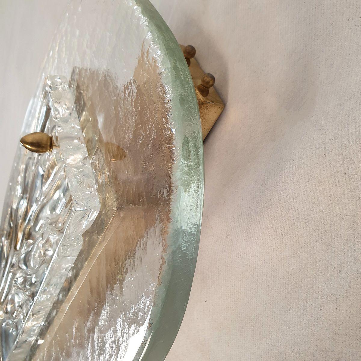 Applique moderne di metà secolo in vetro di Murano trasparente in vendita 2