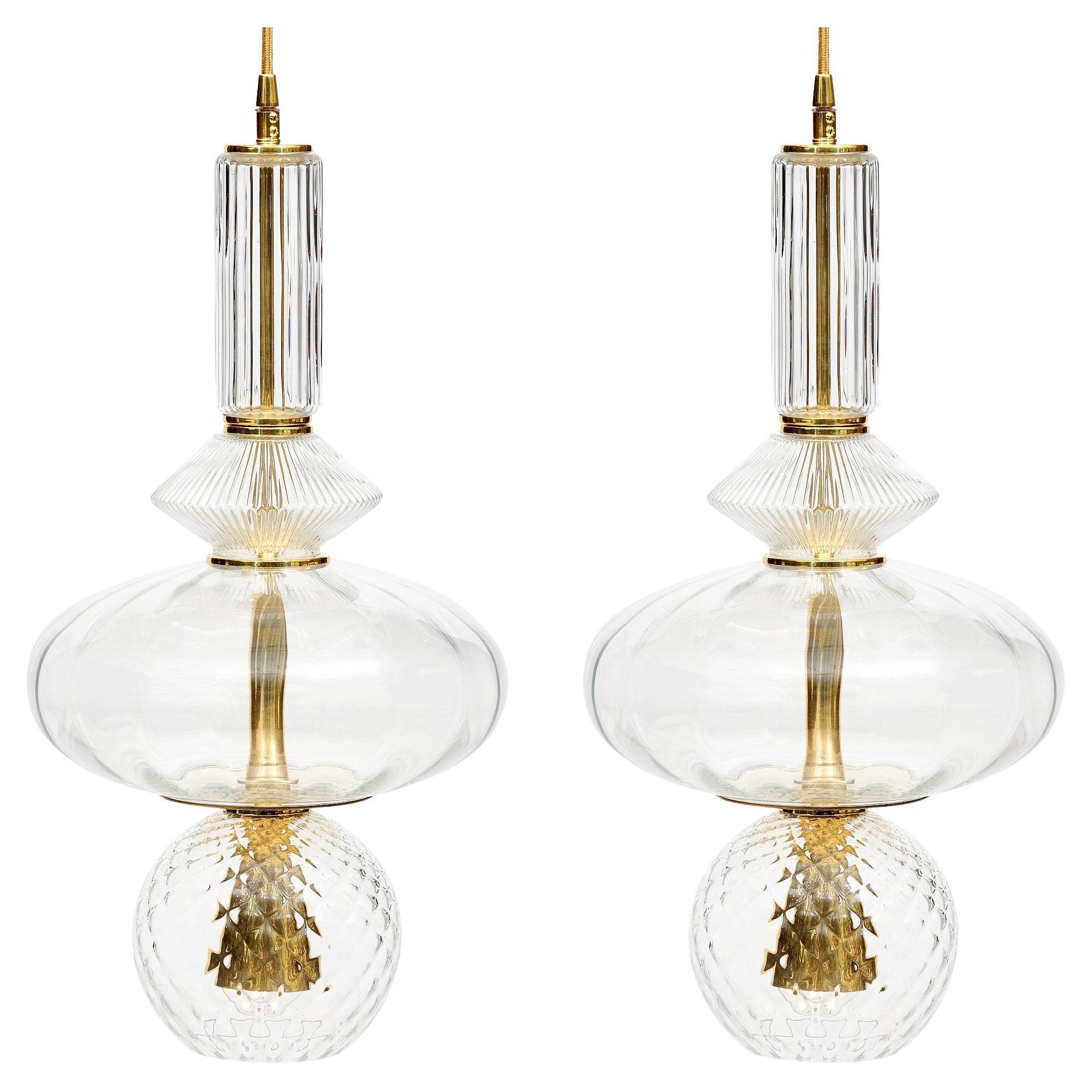 Clear Murano Glass Pendants For Sale