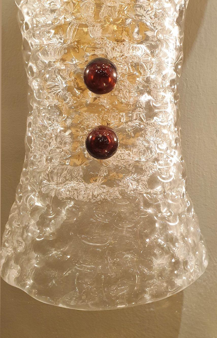 Late 20th Century Clear Murano Glass Sconces - a pair For Sale