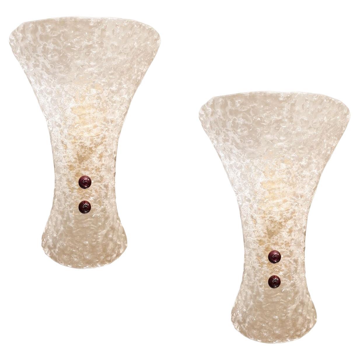 Clear Murano Glass Sconces - a pair