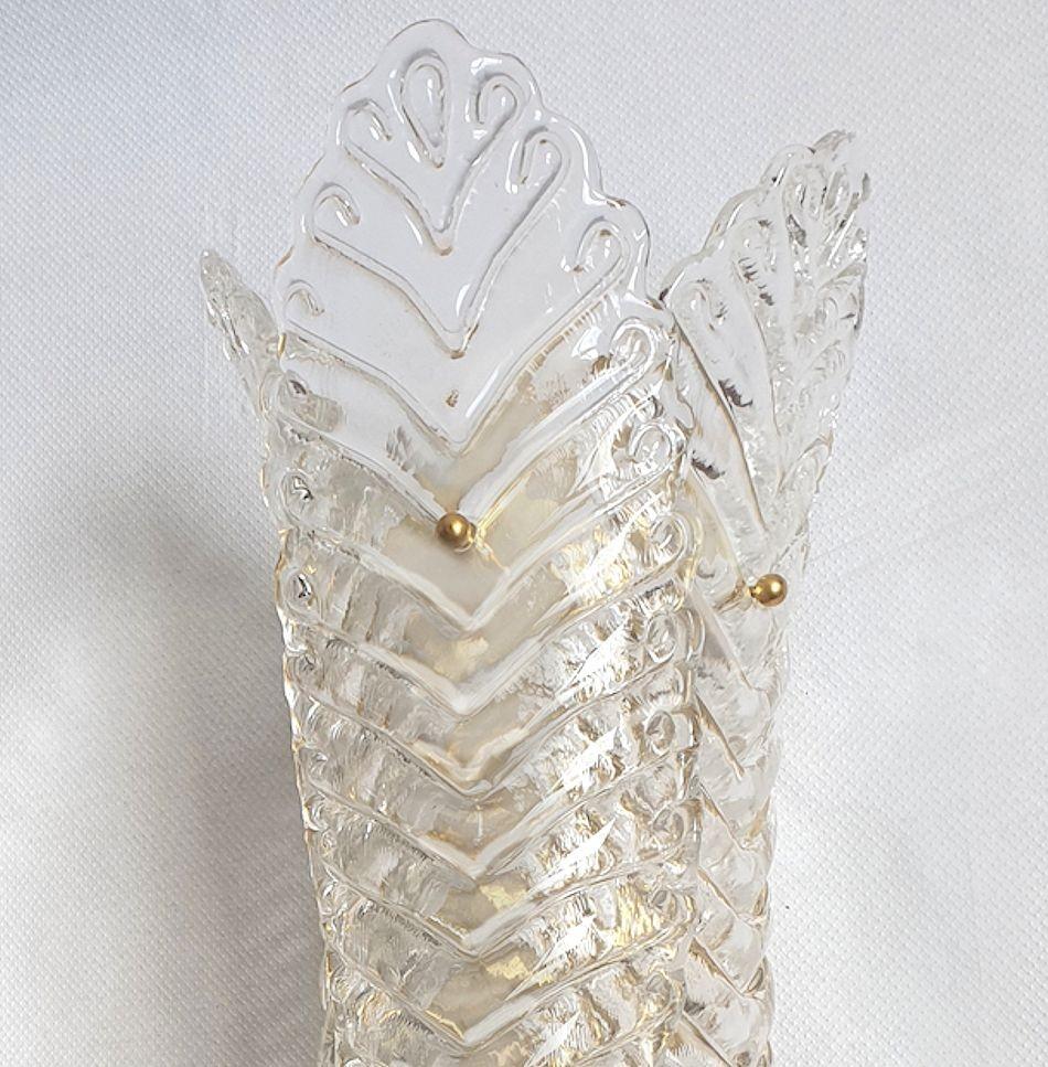 Clear Murano glass vintage sconces - a pair For Sale 3