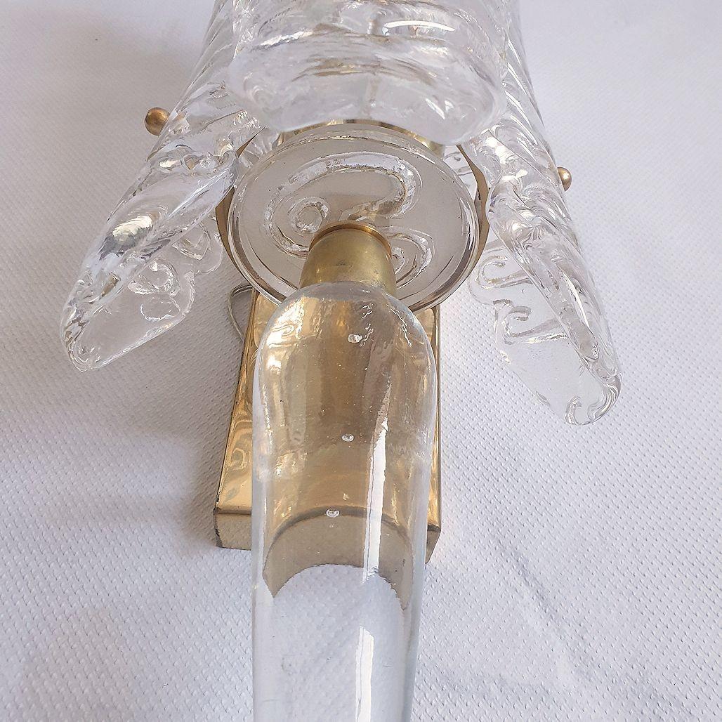 Apliques vintage de cristal de Murano transparente - un par en venta 4