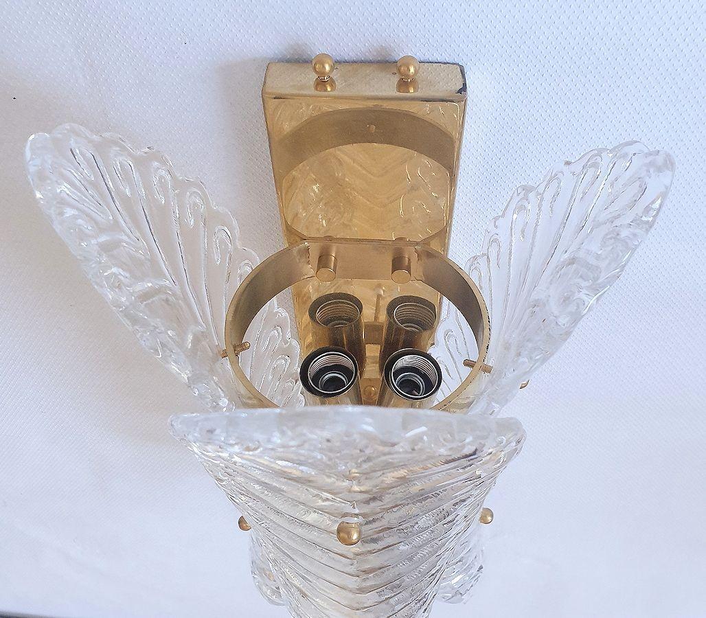 Clear Murano glass vintage sconces - a pair For Sale 5