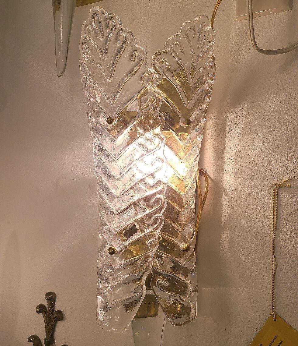 Apliques vintage de cristal de Murano transparente - un par en venta 1