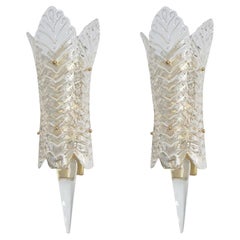 Clear Murano glass vintage sconces - a pair