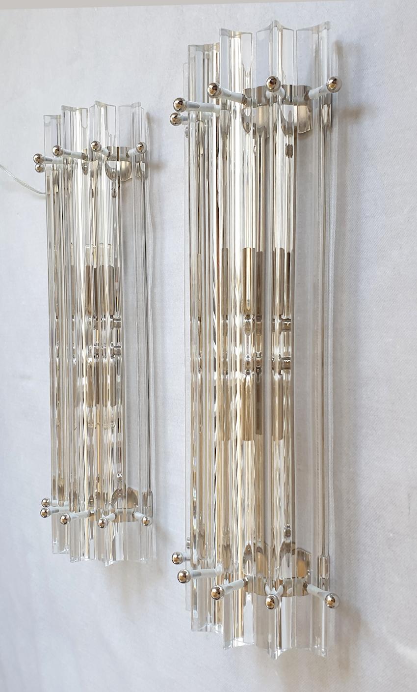 Mid-Century Modern Murano Glass/Chrome Sconces, by Venini - a pair
