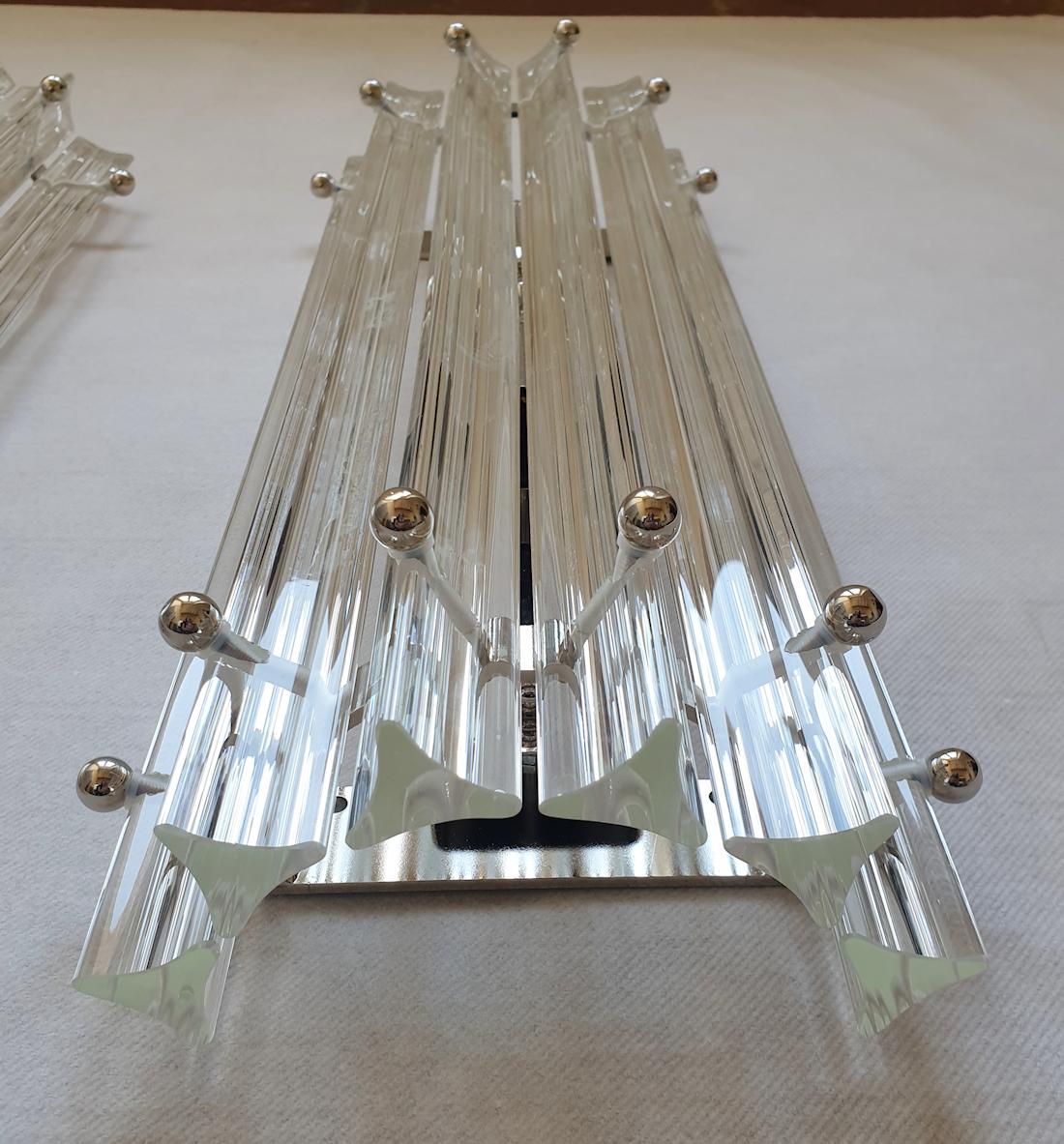 Murano Glass/Chrome Sconces, by Venini - a pair 1