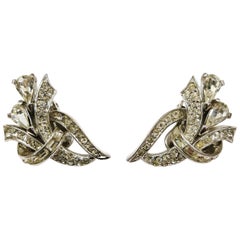 Vintage Clear paste 'arabesque' earrings, Marcel Boucher, 1950s